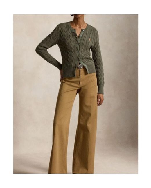 Polo Ralph Lauren Green Cable-Knit Cardigan