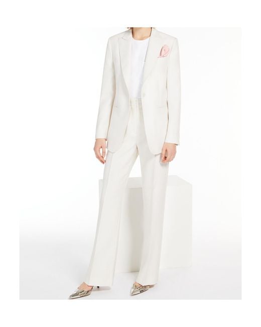 Max Mara White Single-Breasted Long-Sleeved Blazer