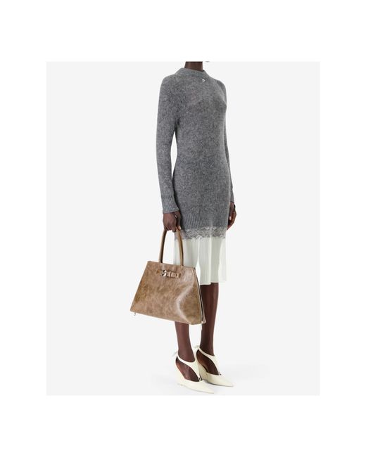 Coperni Gray Knitted Patchwork Dress
