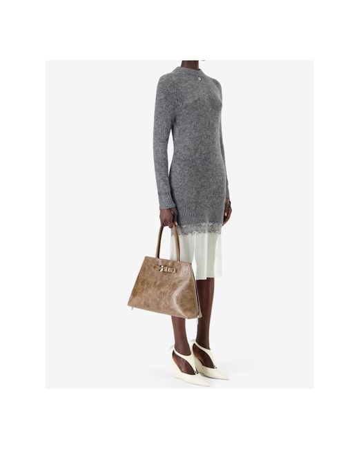 Coperni Gray Knitted Patchwork Dress
