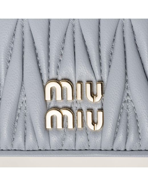 Miu Miu Gray Matelassé Nappa Leather Card Holder