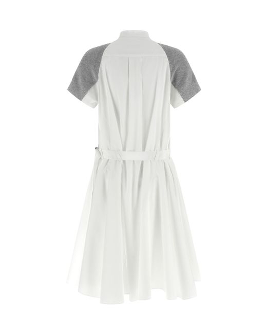 Sacai Gray Panelled Crewneck Dress