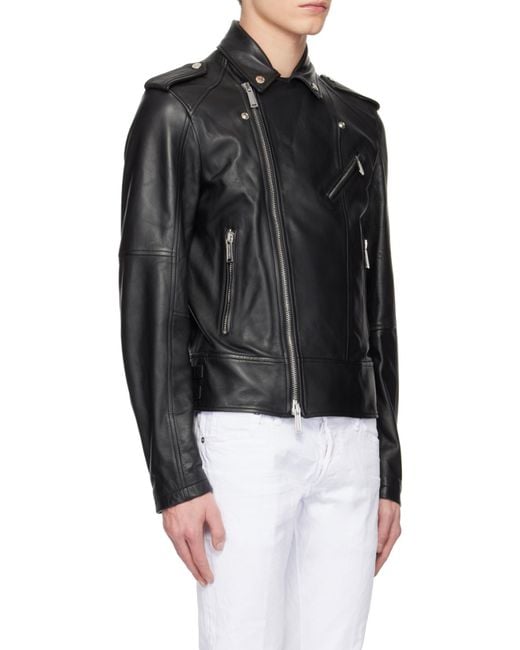DSquared² Black Zipped Biker Jacket for men