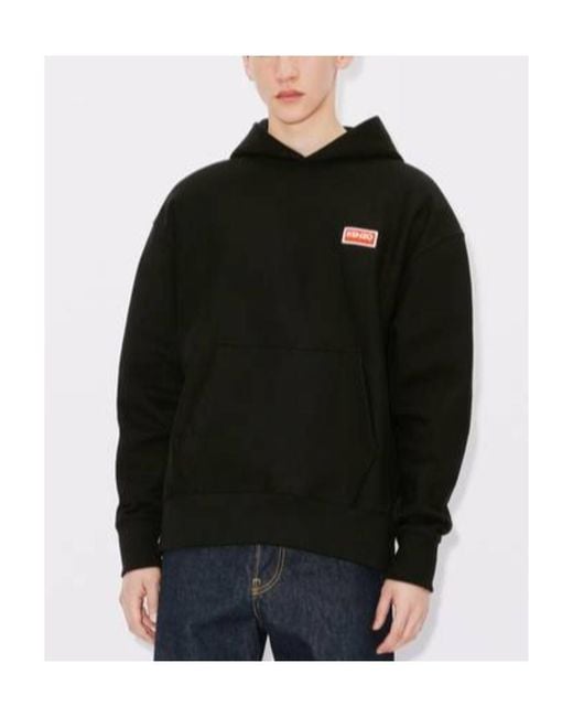 KENZO Black Logo-Printed Long Sleeved Hoodie for men