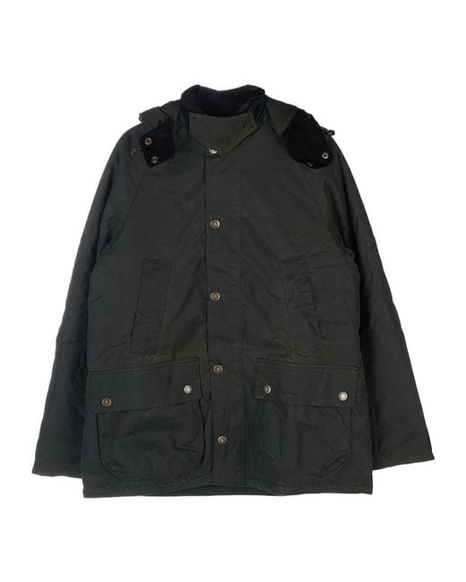 Barbour Black Waxed-Effect Parka Jacket for men