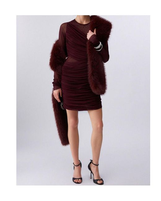 Liu Jo Purple Jewel-Embroidered Tulle Dress
