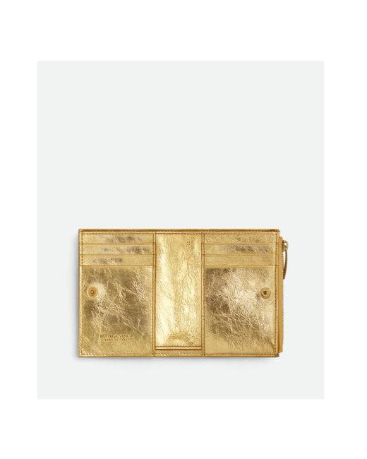 Bottega Veneta Metallic Intrecciato Small Bi-Fold Wallet