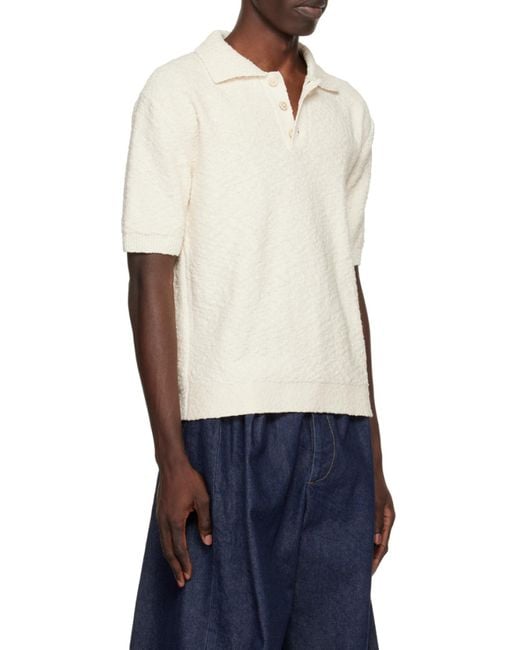 Maison Margiela White Short-Sleeved Knitted Polo-Shirt