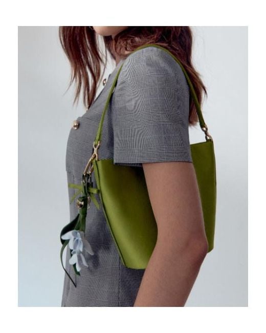 Self-Portrait Green Satin Bucket Bag