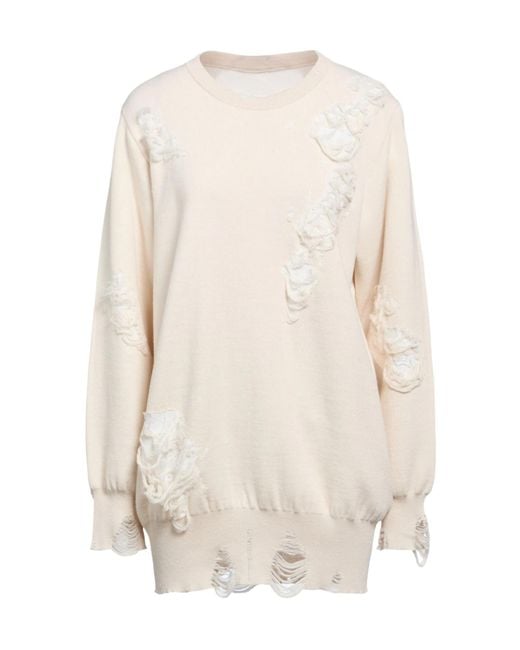 MM6 by Maison Margiela White Minimalist Solid Color Knit Sweater