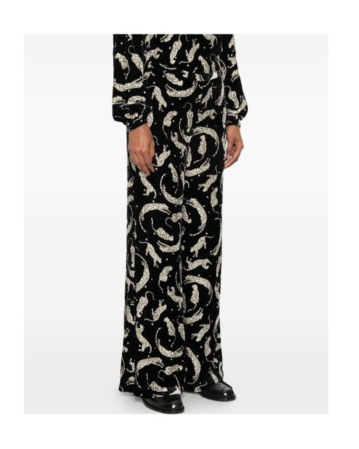Forte_forte Black Leopard-Print Velvet-Effect Trousers