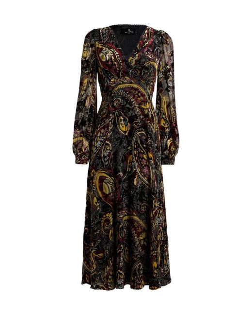Etro Black Midi Wrap Dress