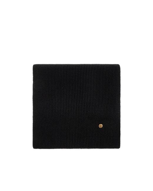 Versace Black Medusa-Plaque Ribbed Scarf