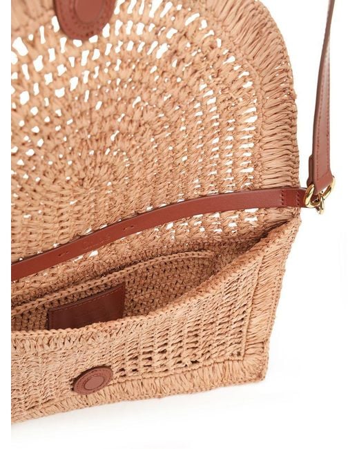 Chloé White Chloé Summer Banana Flat Raffia Shoulder Bag