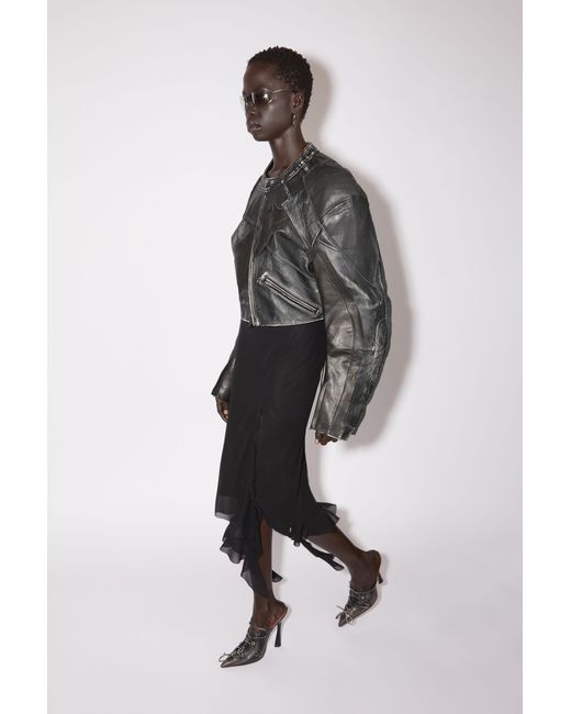 Acne Gray Patchwork Leather Jacket