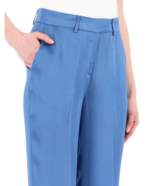 Semicouture Blue Tailored Wide-Leg Pants