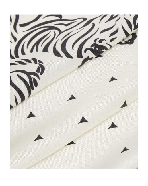 Fendi White Silk Foulard With Tiger Print