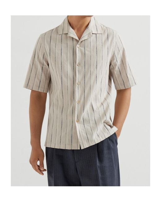 Brunello Cucinelli White Short-Sleeve Shirt for men