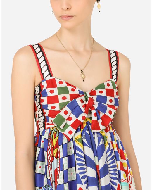 Dolce & Gabbana White Carretto-Print Twill Dress