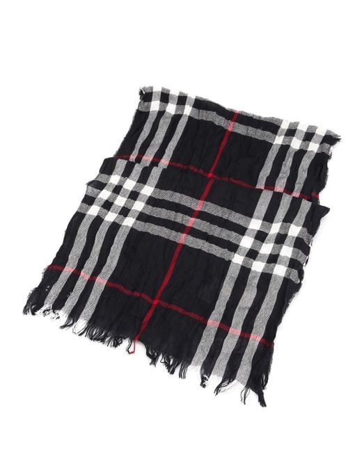 Burberry Black Plaid Wool Blended Scarf for men