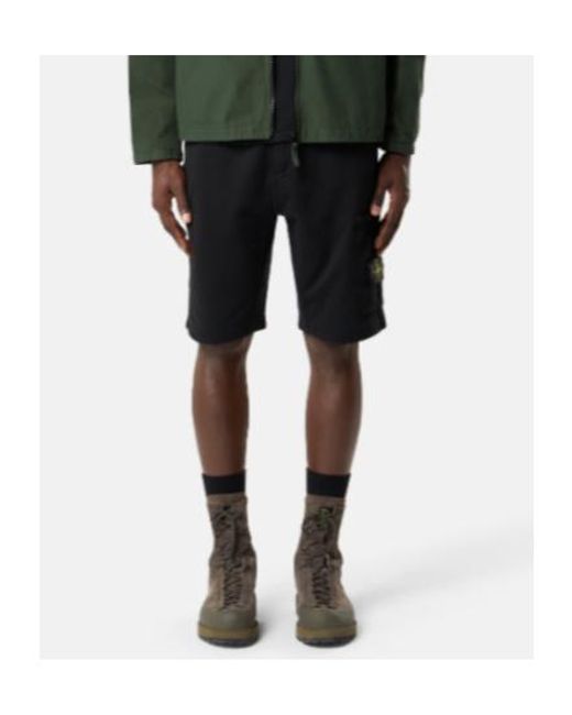 Stone Island Black Logo Patch Drawstring Shorts for men