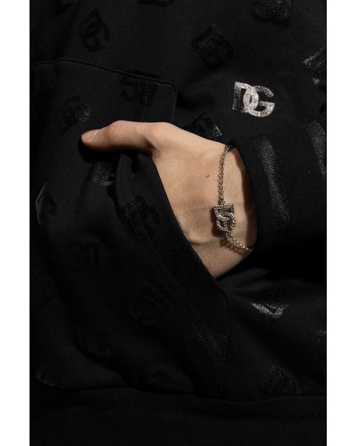 Dolce & Gabbana Metallic Crystal-Embellished Logo-Charm Bracelet for men