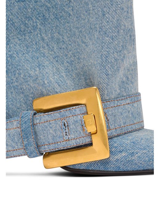 Balmain Blue Anthem Denim Boots