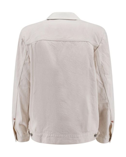 Sacai White Double-Breasted Blazer