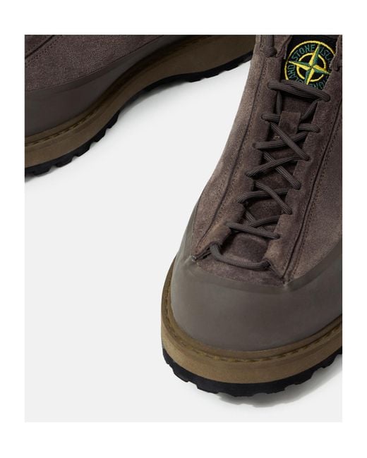 Stone Island Brown Lace-Up Suede Sneakers for men