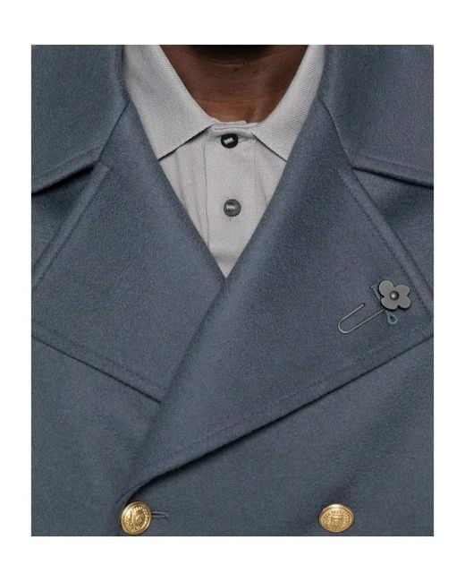 Lardini Blue Double-Breasted Coat for men