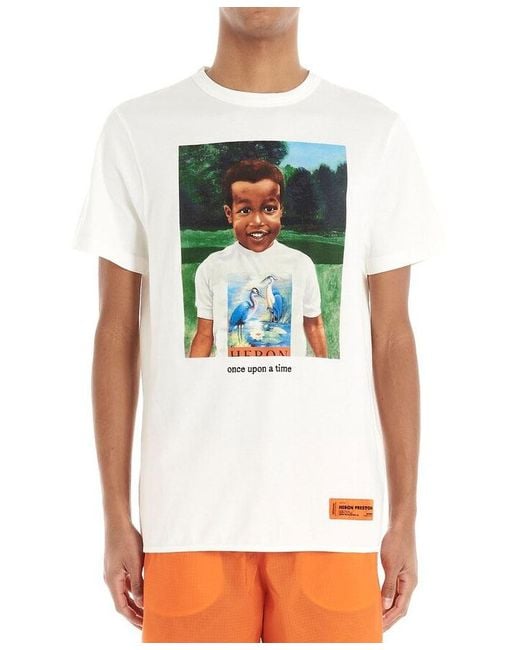 Heron Preston White Logo Printed T-Shirt for men