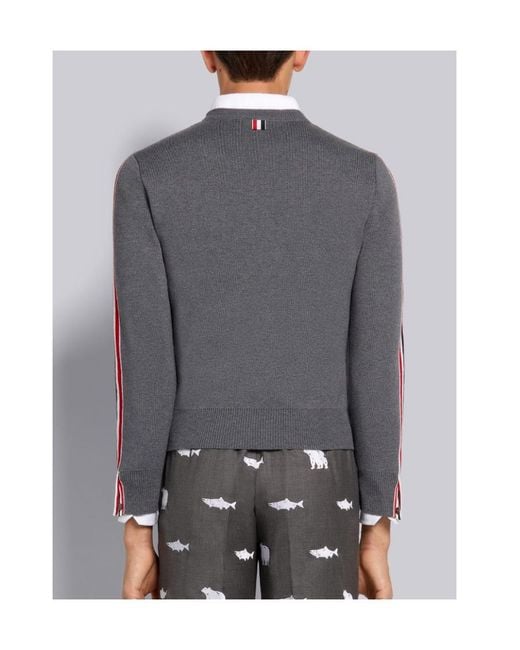 Thom Browne Gray Round-Neck Sweater for men
