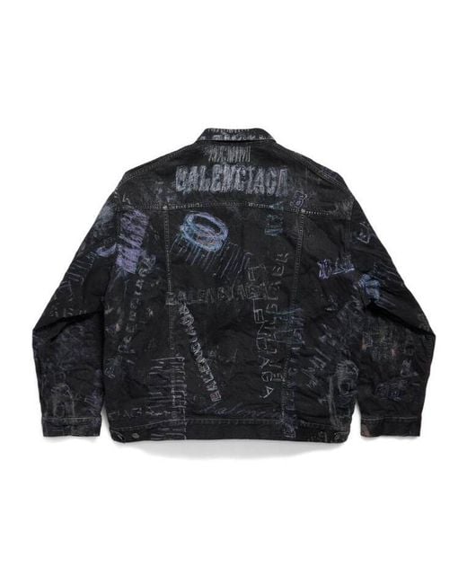 Balenciaga Black Printed Denim Jacket for men