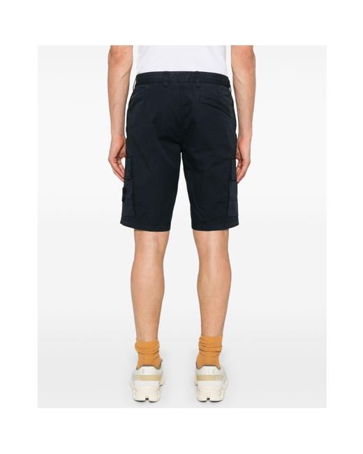Stone Island Black Compass Patch Cargo Shorts for men