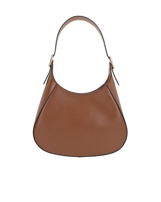 Prada Brown Logo Plaque Shoulder Bag