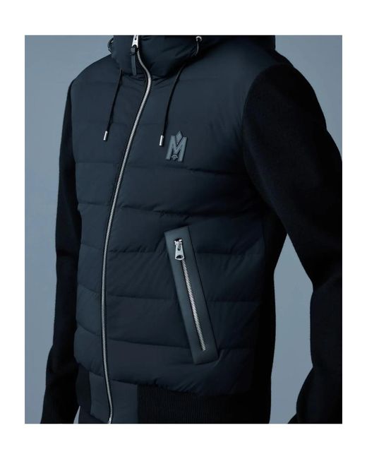 Mackage Blue Long-Sleeved Knitted Down Jacket for men