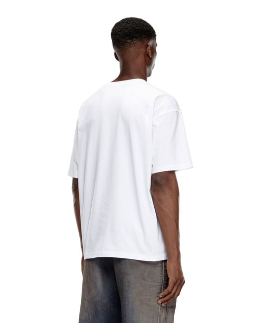 DIESEL White T-Boxt-Div Logo Printed T-Shirt for men