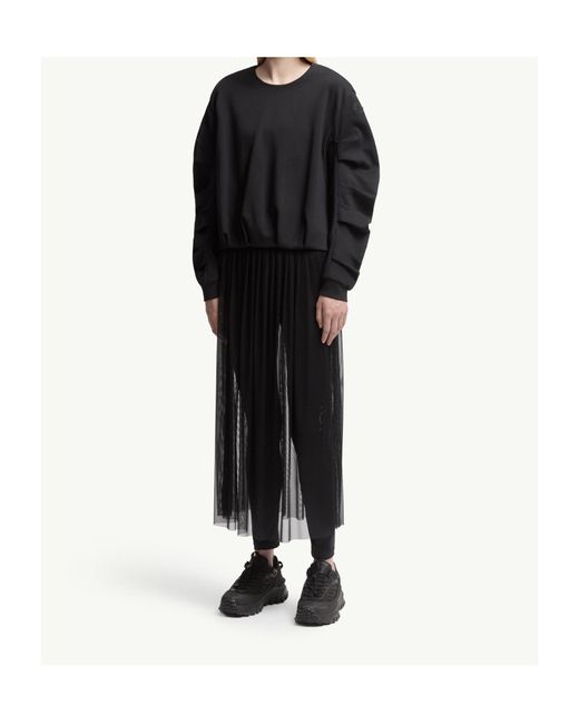 Moncler Black Pleated Crewneck Sweatshirt