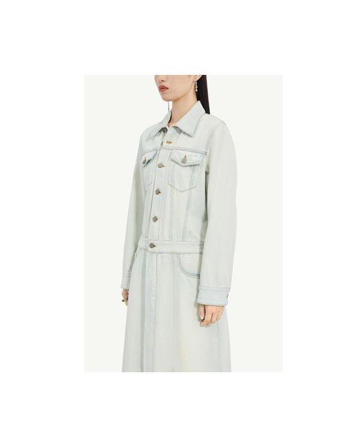 MM6 by Maison Margiela White Denim Long-Sleeved Midi Dress