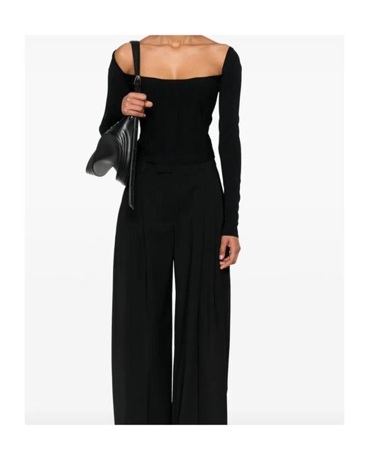 Mugler Black Boning-Detail Sweater