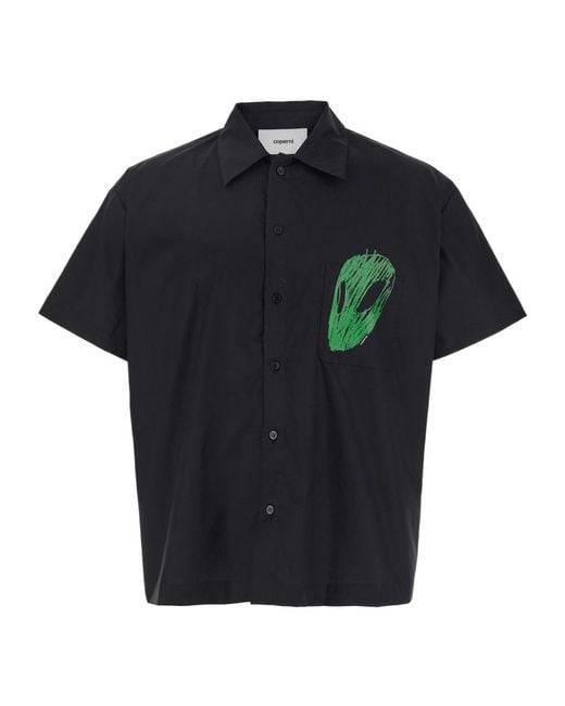 Coperni Black Alien Head Loose-Fit Buttoned Shirt for men