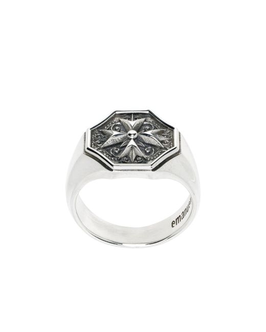 Emanuele Bicocchi Metallic Crest Signet Ring for men