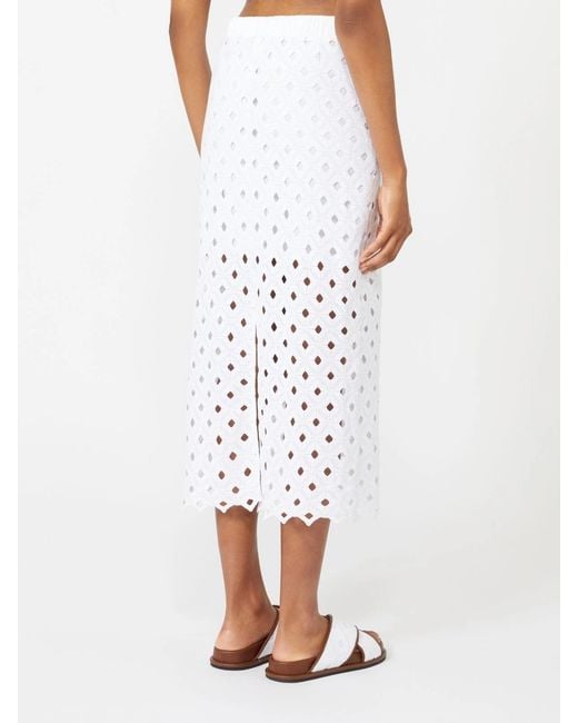 Max Mara White Bchzorro Broderie Midi Skirt