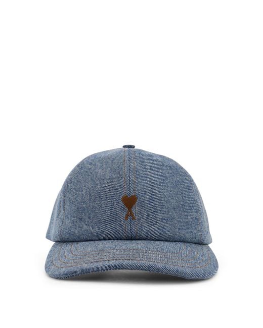AMI Blue Denim Baseball Hat for men