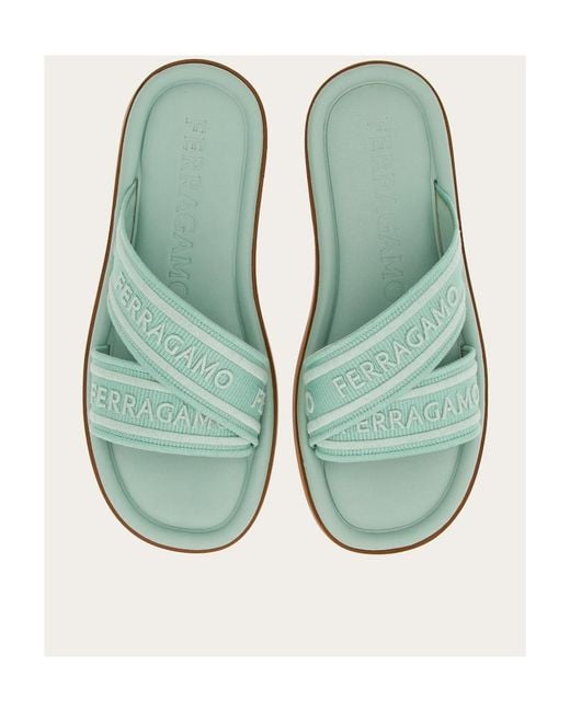 Ferragamo Green Logo Slippers