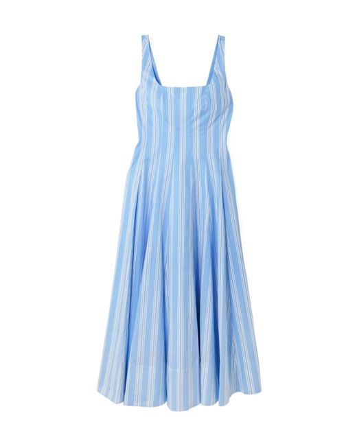 Staud Blue Wells Striped Sleeveless Mini Dress