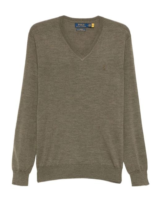 Polo Ralph Lauren Green V-Neck Wool Sweater for men