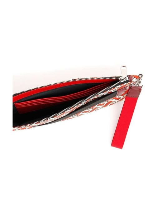 Burberry Red Monogram Print Zip Pouch for men