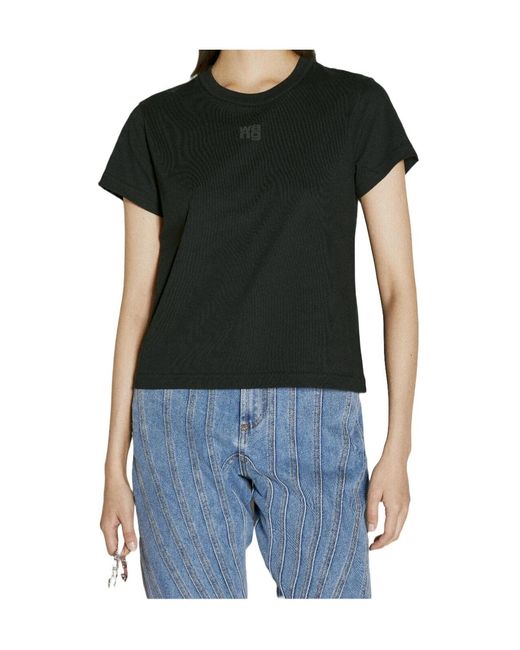 T By Alexander Wang Black Regular Fit Crewneck T-Shirt