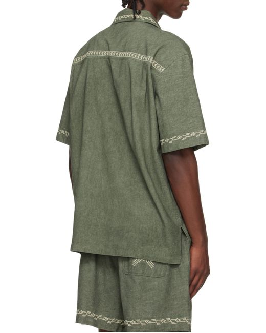 Isabel Marant Green Zekim Embroidered Short-Sleeve Shirt for men